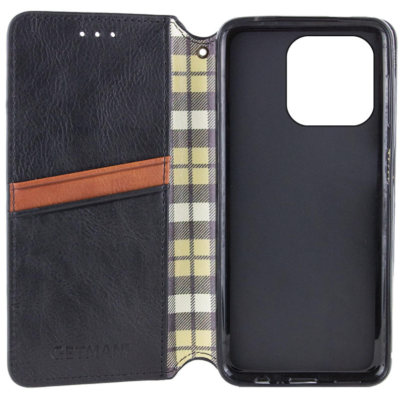 Фото Шкіряний чохол-книжка GETMAN Cubic (PU) на Apple iPhone 13 Pro (6.1") (Чорний) в маназині vchehle.ua