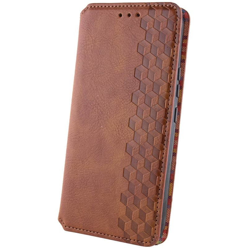 Фото Шкіряний чохол-книжка GETMAN Cubic (PU) на Xiaomi Redmi 13 4G / Poco M6 4G (Коричневий) в маназині vchehle.ua
