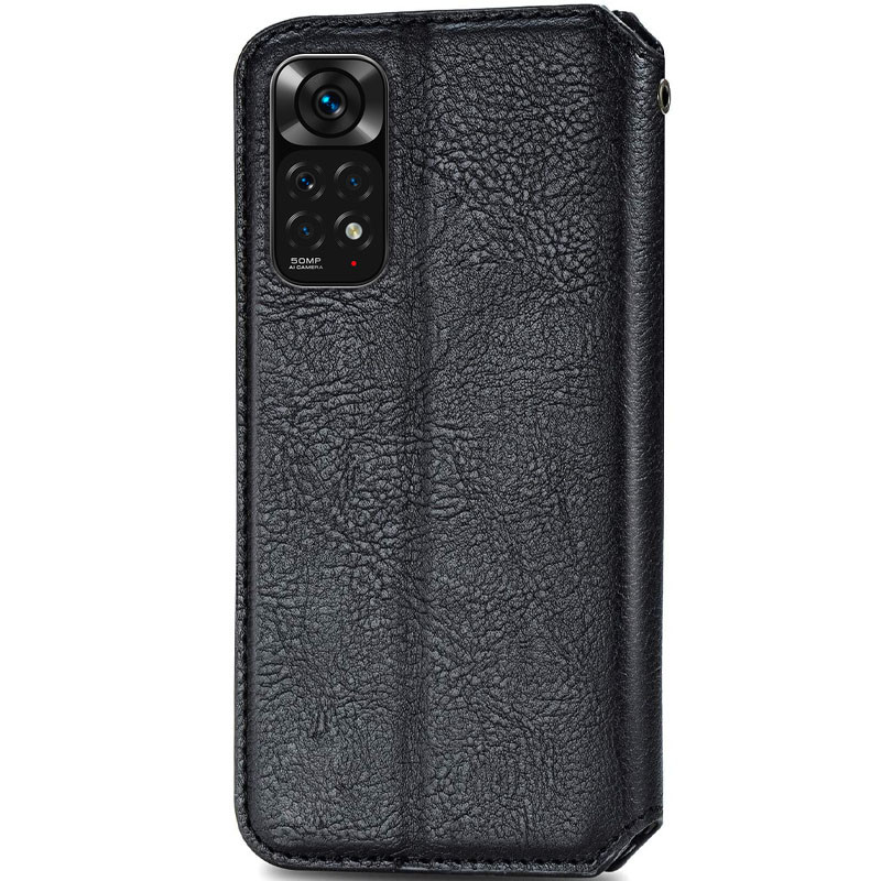 Фото Шкіряний чохол-книжка GETMAN Cubic (PU) на Xiaomi Redmi Note 11 (Global) / Note 11S (Чорний) на vchehle.ua