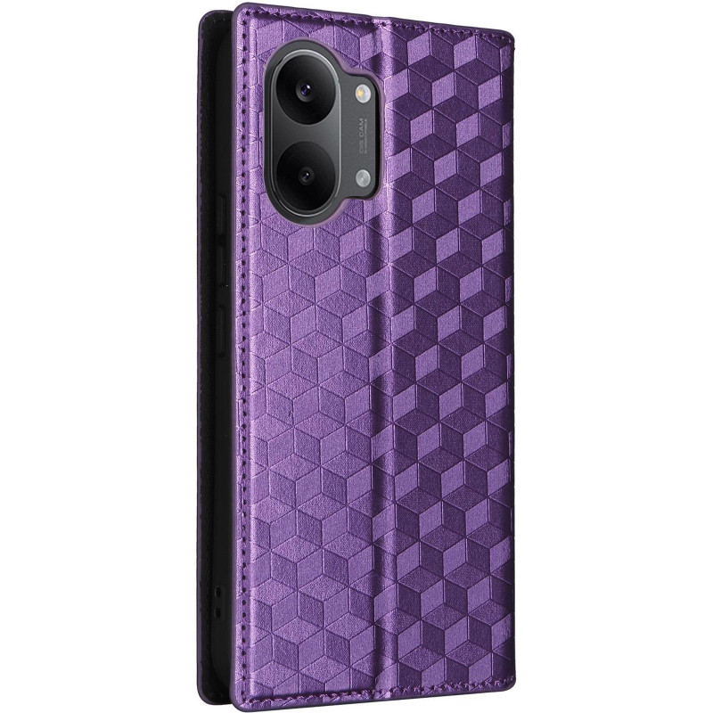Фото Шкіряний чохол-книжка Rhombus Book на Xiaomi Poco X8 Pro Max (Purple) на vchehle.ua