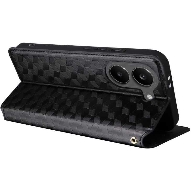 Купити Шкіряний чохол-книжка Rhombus Book на Xiaomi Poco X8 Pro (Black) на vchehle.ua