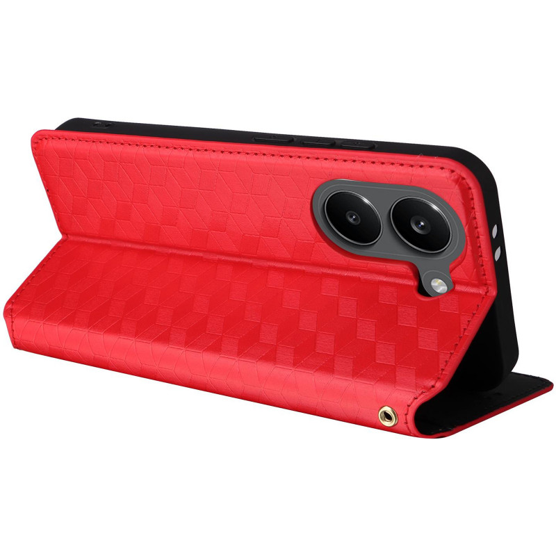 Купити Шкіряний чохол-книжка Rhombus Book на Xiaomi Poco X8 Pro (Red) на vchehle.ua