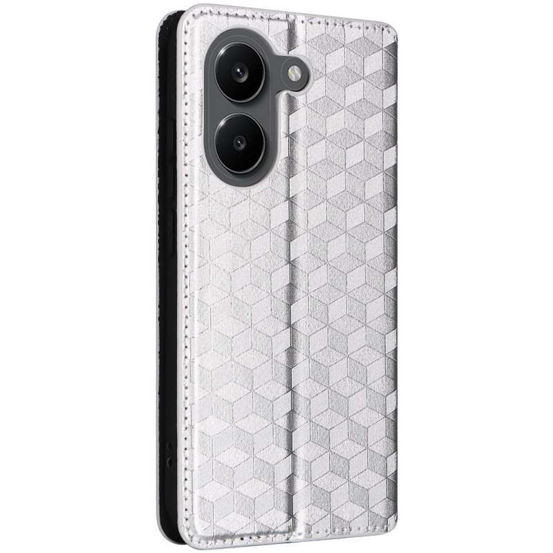 Фото Шкіряний чохол-книжка Rhombus Book на Xiaomi Poco X8 Pro (Silver) на vchehle.ua