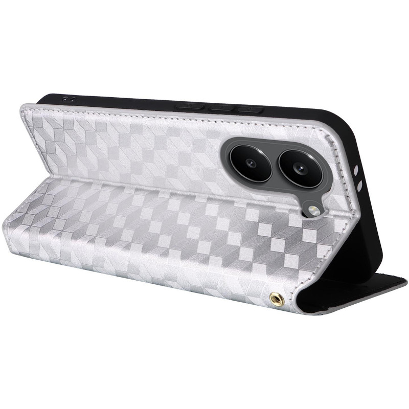 Шкіряний чохол-книжка Rhombus Book на Xiaomi Poco X8 Pro (Silver) в магазині vchehle.ua