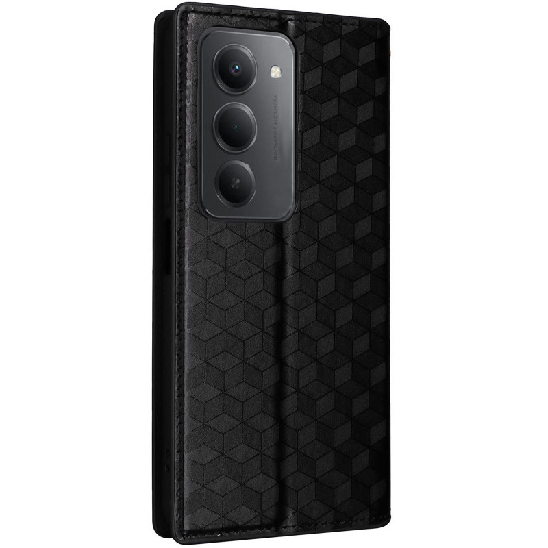 Фото Шкіряний чохол-книжка Rhombus Book на Xiaomi Redmi 15 (EU) (Black) на vchehle.ua