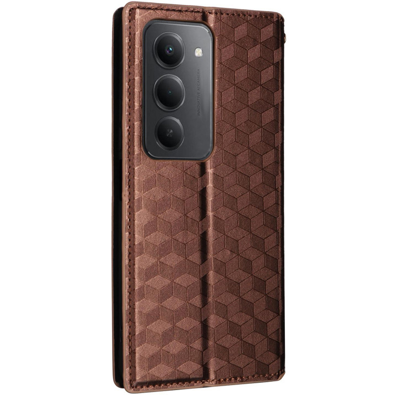 Шкіряний чохол-книжка Rhombus Book на Xiaomi Redmi 15 (EU) (Brown) в магазині vchehle.ua