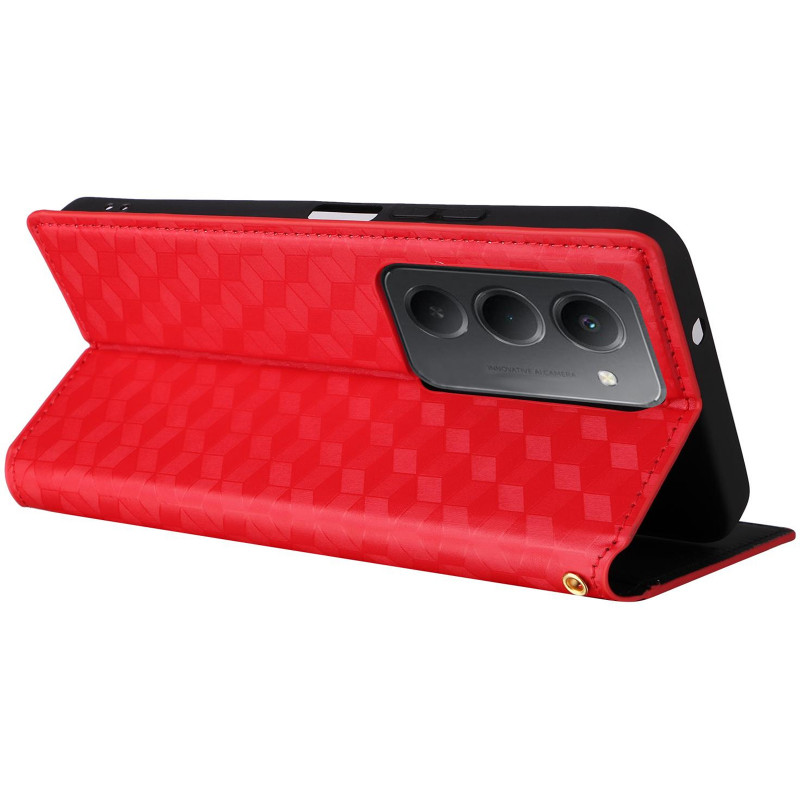 Купити Шкіряний чохол-книжка Rhombus Book на Xiaomi Redmi 15 (EU) (Red) на vchehle.ua
