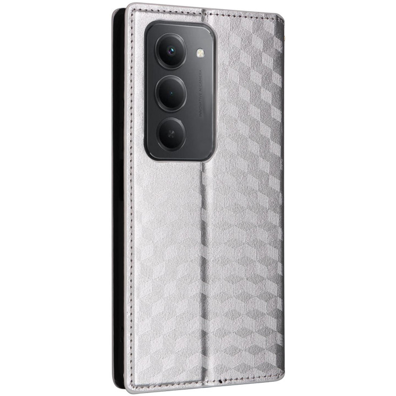 Фото Шкіряний чохол-книжка Rhombus Book на Xiaomi Redmi 15 (EU) (Silver) на vchehle.ua