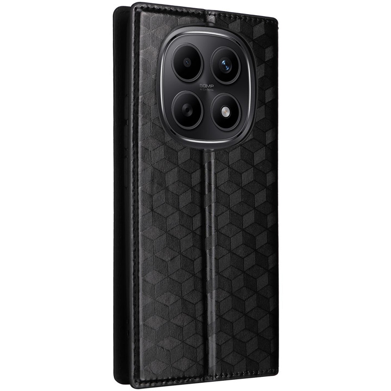 Фото Шкіряний чохол-книжка Rhombus Book на Xiaomi Redmi Note 15 4G/5G (EU) / Poco M8 (Black) на vchehle.ua
