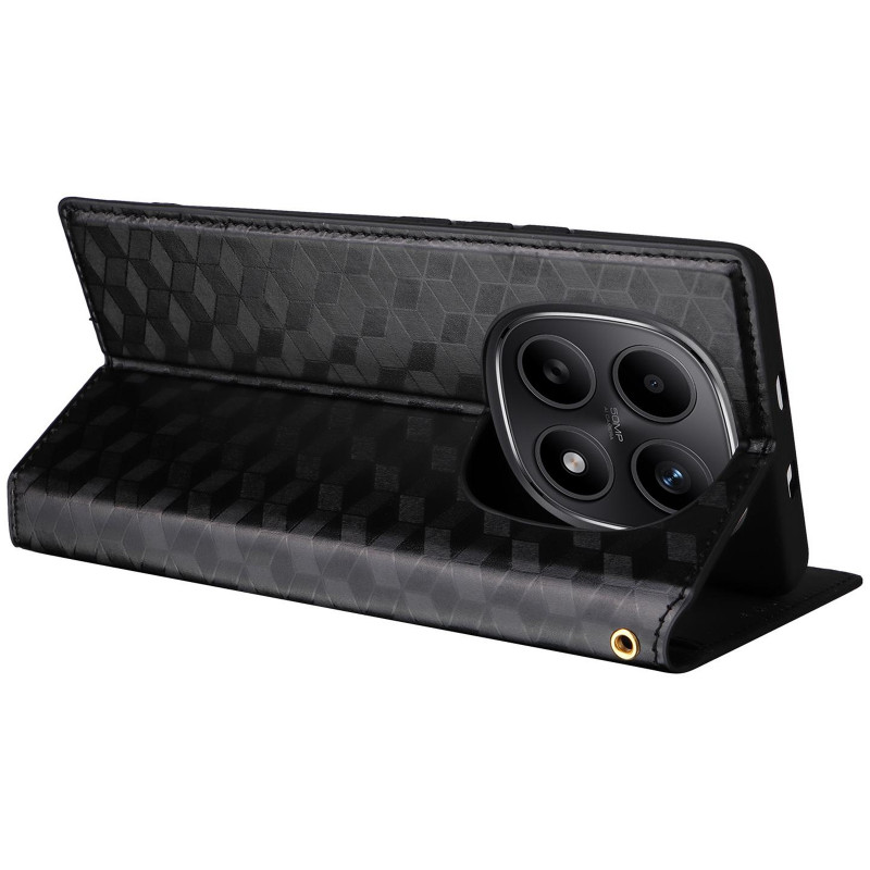 Купити Шкіряний чохол-книжка Rhombus Book на Xiaomi Redmi Note 15 4G/5G (EU) / Poco M8 (Black) на vchehle.ua