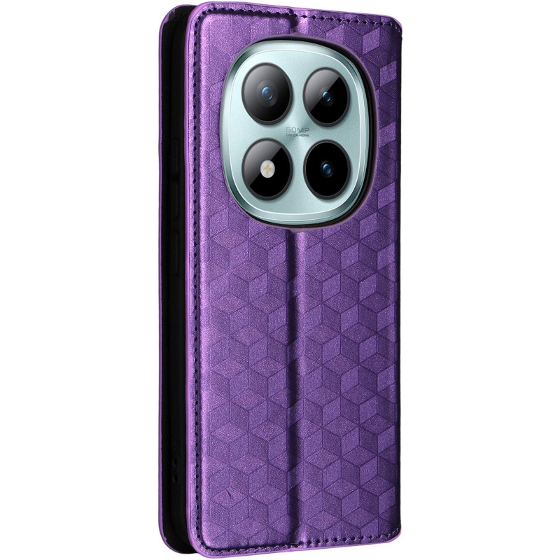 Фото Шкіряний чохол-книжка Rhombus Book на Xiaomi Redmi Note 15 Pro 5G (Purple) на vchehle.ua