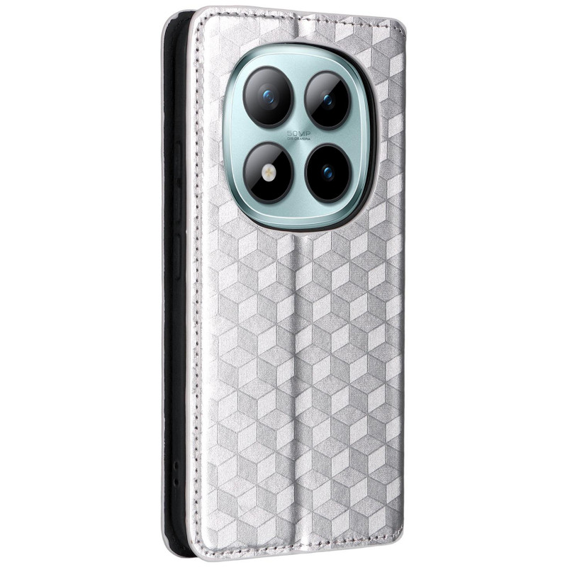 Фото Шкіряний чохол-книжка Rhombus Book на Xiaomi Redmi Note 15 Pro 5G (Silver) на vchehle.ua