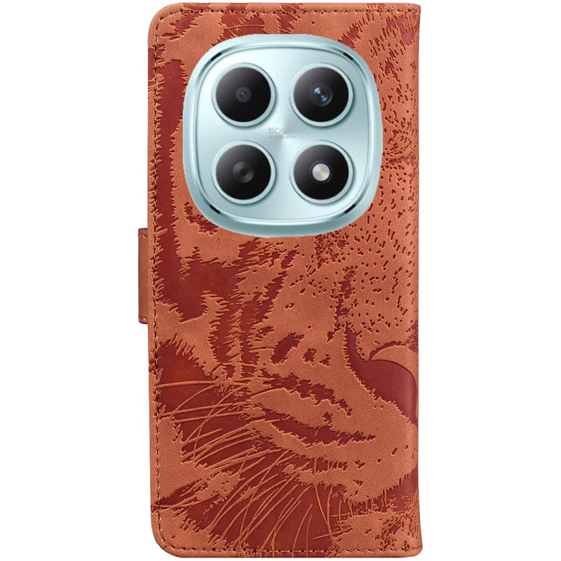Фото Шкіряний чохол-книжка Tiger на Xiaomi Redmi Note 15 4G/5G (EU) / Poco M8 (Brown) на vchehle.ua