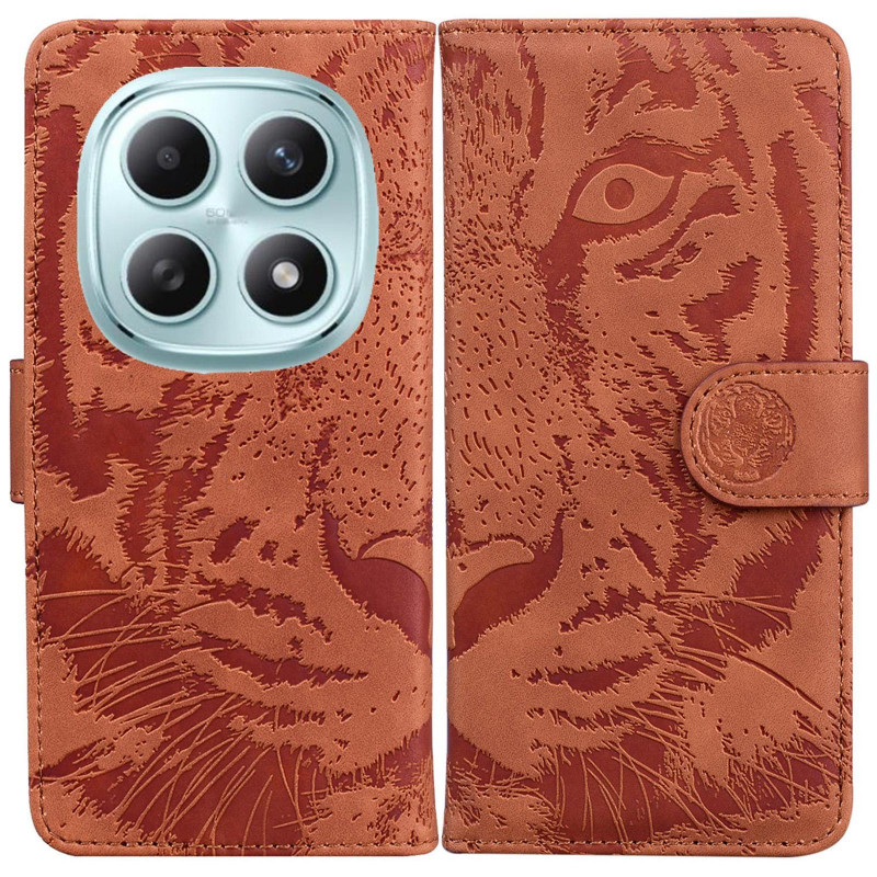 Купити Шкіряний чохол-книжка Tiger на Xiaomi Redmi Note 15 4G/5G (EU) / Poco M8 (Brown) на vchehle.ua
