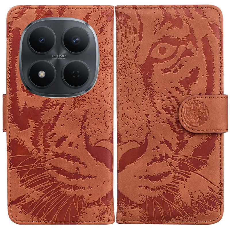 Купити Шкіряний чохол-книжка Tiger на Xiaomi Redmi Note 15 Pro 5G (Brown) на vchehle.ua