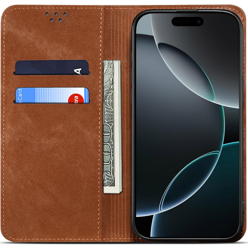 Фото Шкіряний чохол-книжка Urban Denim series на Samsung Galaxy A17 4G/5G (Brown) на vchehle.ua