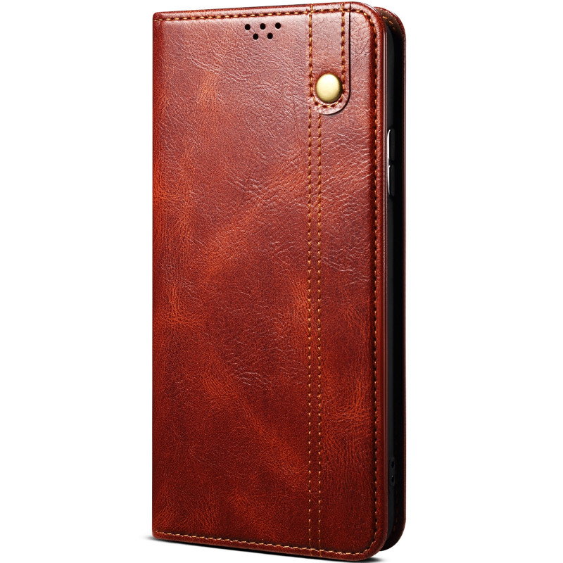 Кожаный чехол-книжка Urban Leather series для Motorola Edge 50 Fusion (Brown)