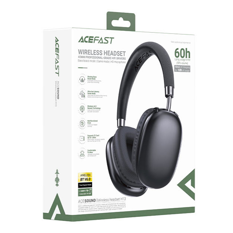 Заказать Накладные беспроводные наушники Acefast H13 (Black) на vchehle.ua