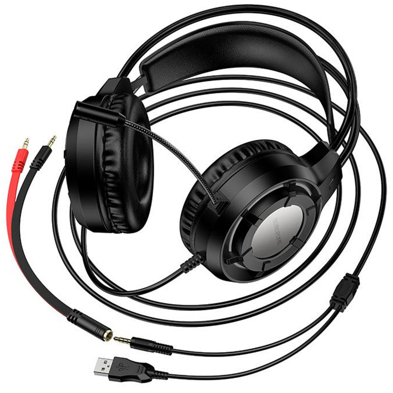 Накладные наушники Borofone BO112 Wave (3.5mm+USB/2m) (Black) в магазине vchehle.ua