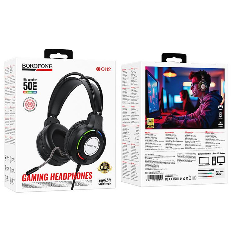 Заказать Накладные наушники Borofone BO112 Wave (3.5mm+USB/2m) (Black) на vchehle.ua