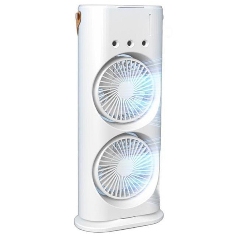 Фото Настольный вентилятор F12 Spray Dual-Fan 2in1 с водяным охлаждением 1800mAh (White) на vchehle.ua