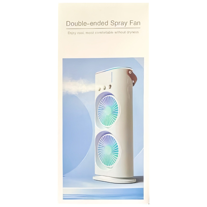 Купить Настольный вентилятор F12 Spray Dual-Fan 2in1 с водяным охлаждением 1800mAh (White) на vchehle.ua