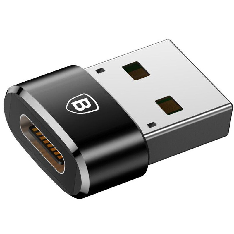 Перехідник Baseus USB Male To Type-C Female Adapter Converter 3A (CAAOTG-01) (Чорний)