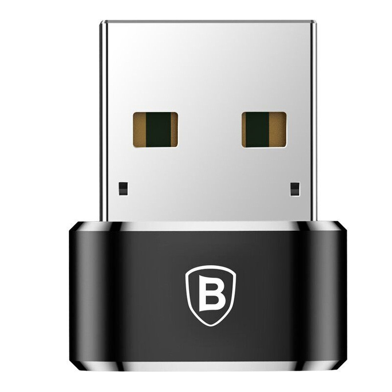 Фото Перехідник Baseus USB Male To Type-C Female Adapter Converter 3A (CAAOTG-01) (Чорний) в маназині vchehle.ua