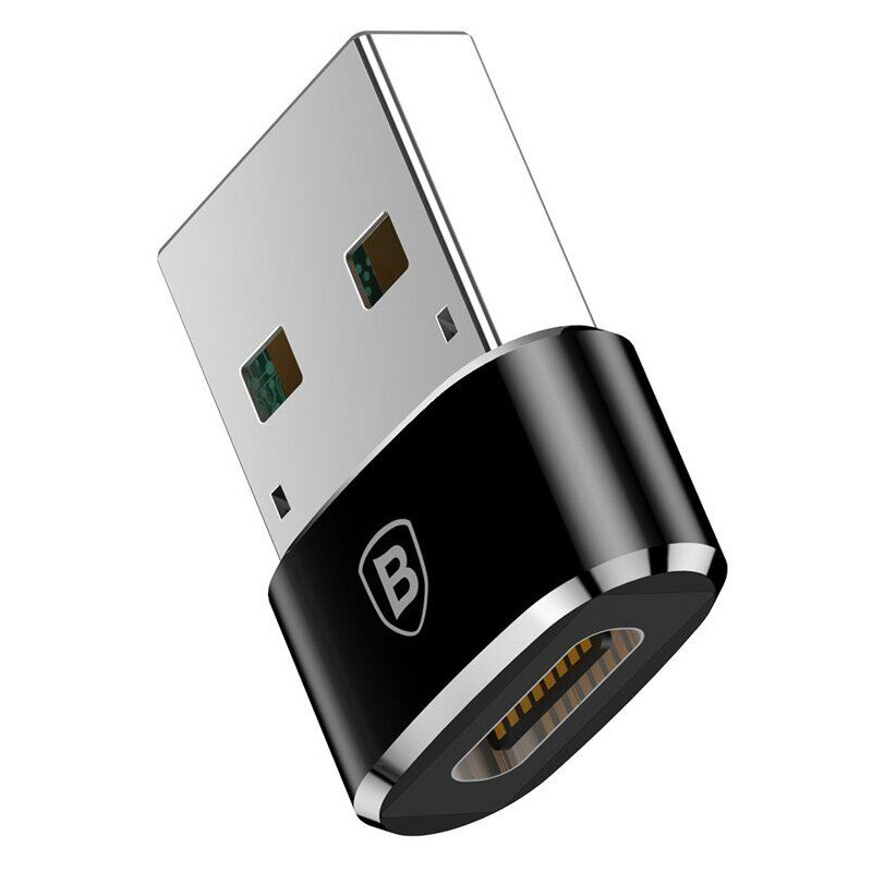 Перехідник Baseus USB Male To Type-C Female Adapter Converter 3A (CAAOTG-01) (Чорний) в магазині vchehle.ua