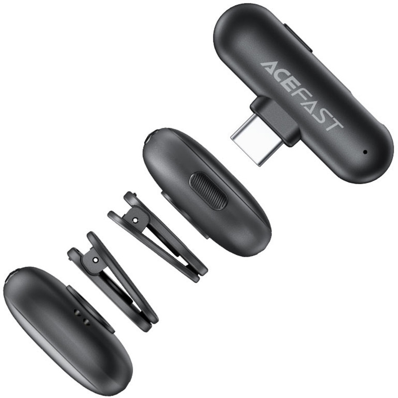 Фото Петличный беспроводной микрофон Acefast R1 Type-C (Black) в магазине vchehle.ua