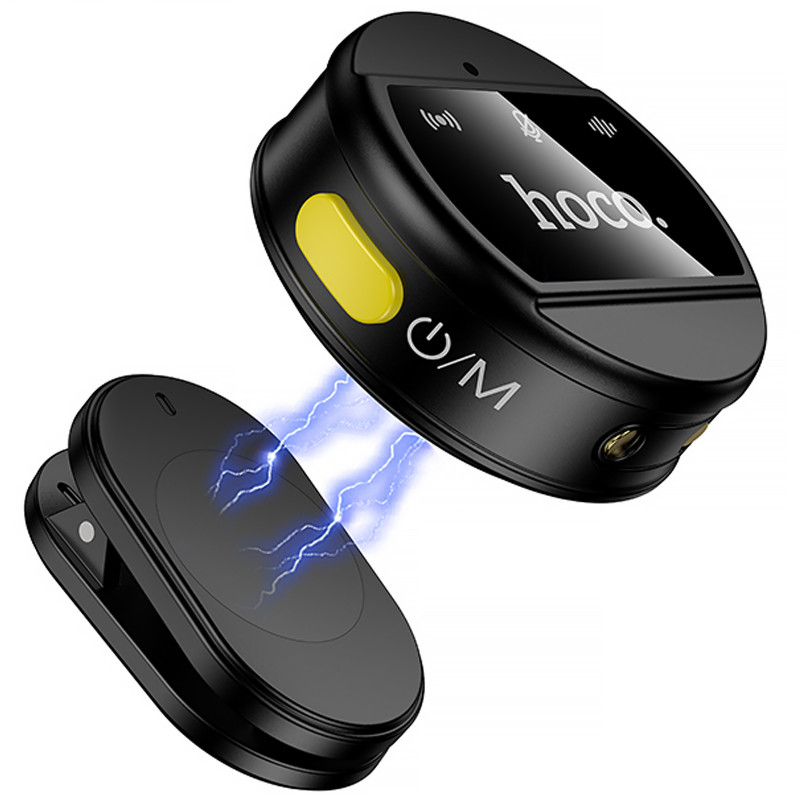 Петличный беспроводной микрофон Hoco L22 Bright 2in1 (Lightning/Type-C) (Black) в магазине vchehle.ua