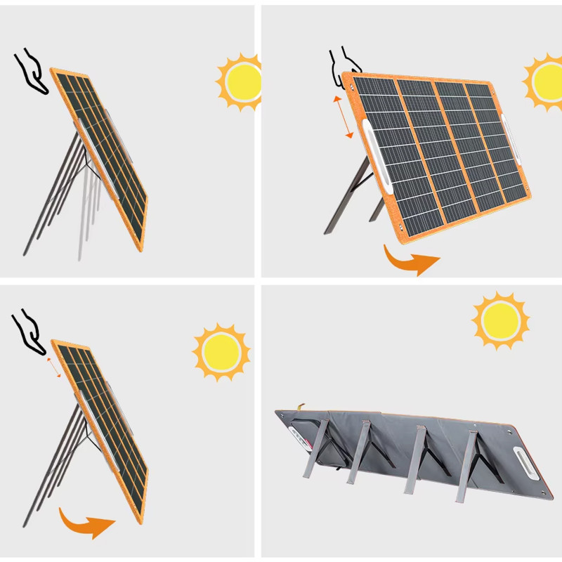Купить Портативная солнечная панель TSP-18V-100W Monocrystalline PD65W+QC3.0 (1USB-A/1C) (Black) на vchehle.ua