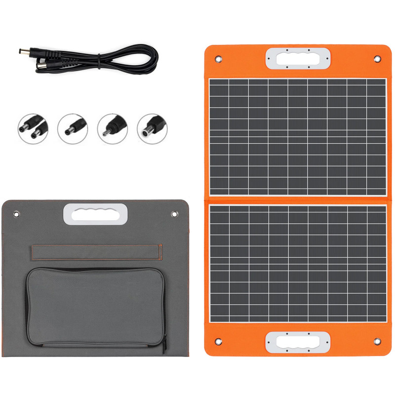 Фото Портативна сонячна панель TSP-18V-60W Monocrystalline PD45W+QC3.0 (1USB-A/1C) (Black) на vchehle.ua