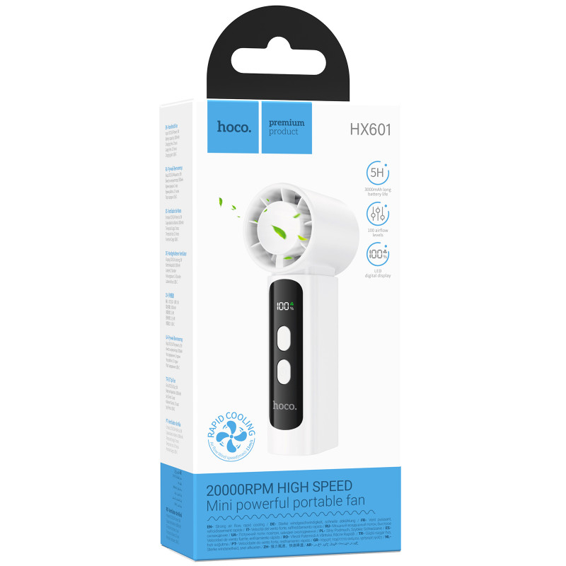 Фото Портативный вентилятор Hoco HX601 handheld folding fan 3000 mAh (White) на vchehle.ua