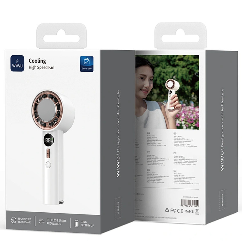Фото Портативный вентилятор WIWU FS016 Cooling High Speed 3000 mAh (White) на vchehle.ua