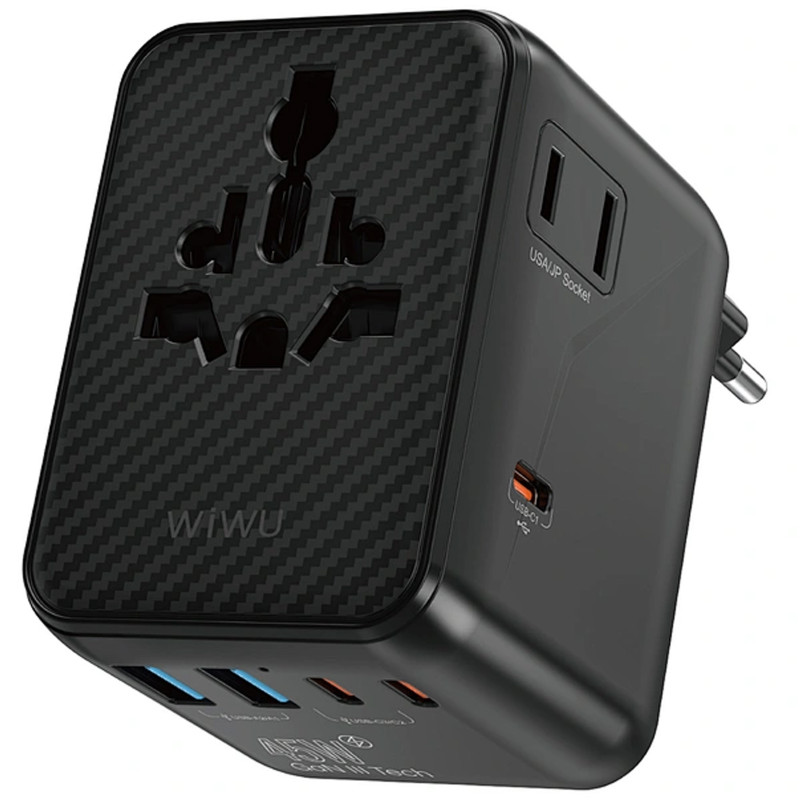 Мережевий універсальний перехідник WIWU UA010 Warrior GaN 45W + 2USB-A/3C