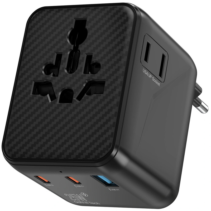 Мережевий універсальний перехідник WIWU UA011 Warrior GaN 25W + 1USB-A/2C (Black)