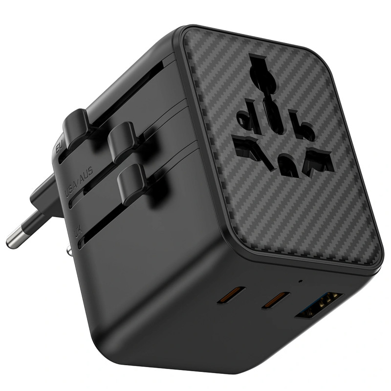 Фото Мережевий універсальний перехідник WIWU UA011 Warrior GaN 25W + 1USB-A/2C (Black) в маназині vchehle.ua