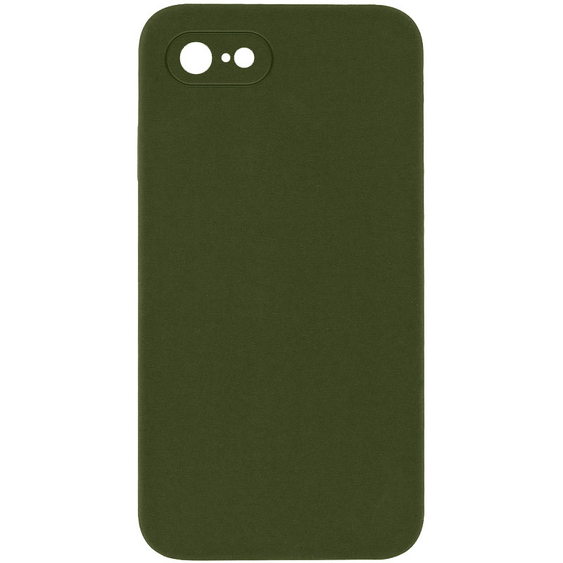 Silicone Case Square Full Camera Protective (AA) NOLOGO на Apple iPhone 7 / 8 / SE (2020) (4.7") (Зелений / Dark Olive)