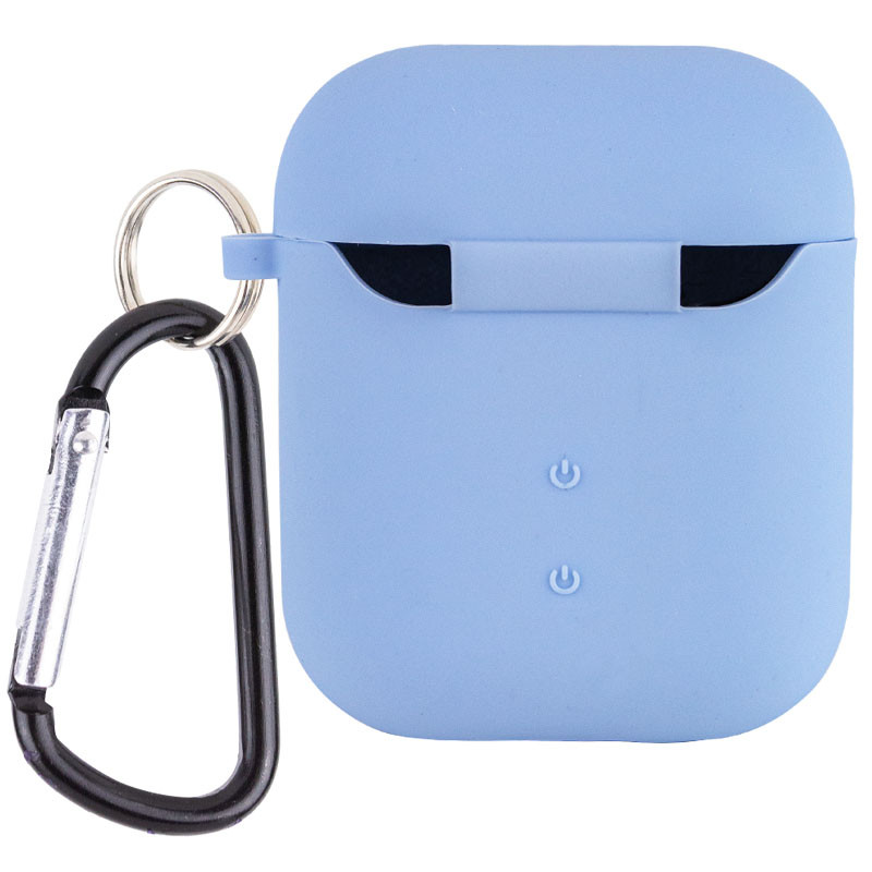 Фото Силіконовий футляр з мікрофіброю для навушників Airpods 1/2 (Блакитний / Lilac Blue) на vchehle.ua