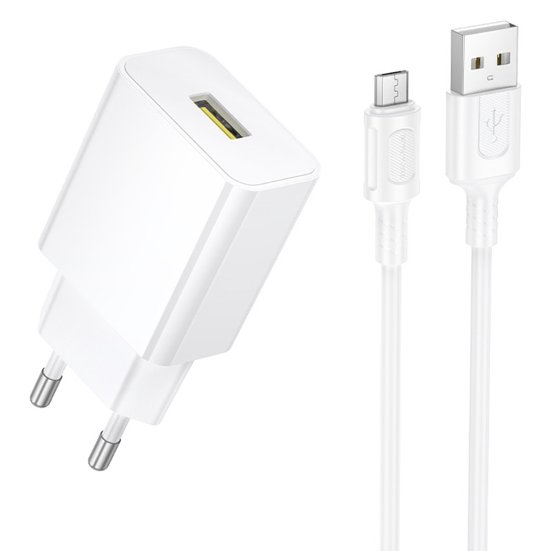 МЗП Borofone BA111A Star QC3.0 15W (1USB-A) + кабель USB to MicroUSB (White)