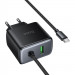 Заказать СЗУ Hoco C164A New PD30W+QC3.0 (1USB-A/1C) + встроенный кабель Type-C (Black) на vchehle.ua
