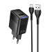СЗУ Hoco CS111A Lounge QC3.0 22.5W (1USB-A) + кабель USB to Type-C (Black)