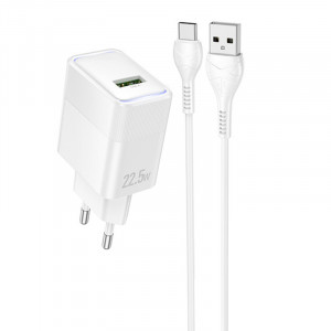 СЗУ Hoco CS111A Lounge QC3.0 22.5W (1USB-A) + кабель USB to Type-C