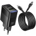 Фото СЗУ Hoco CS112A Lounge PD30W+QC3.0 (1USB-A/1C) + кабель Type-C to Type-C (Black) в магазине vchehle.ua
