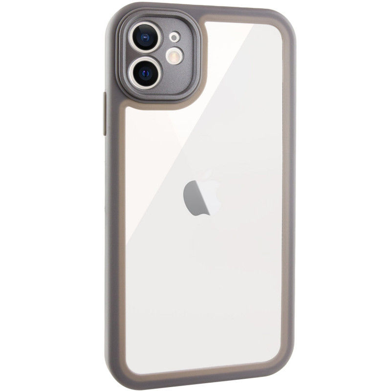 Фото TPU чехол Transparent + Colour 1,5mm для Apple iPhone 12 (6.1") (Grey) на vchehle.ua