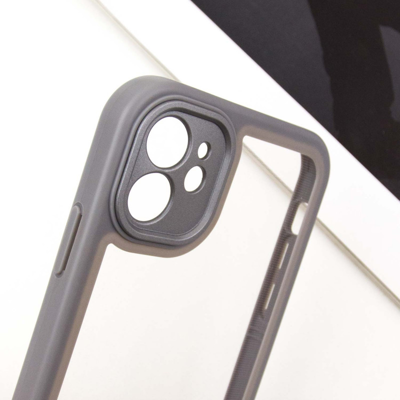 Купить TPU чехол Transparent + Colour 1,5mm для Apple iPhone 12 (6.1") (Grey) на vchehle.ua