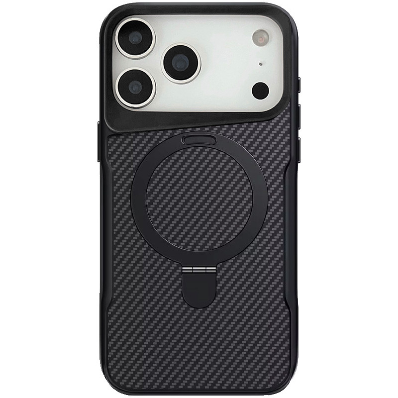 TPU+PC чохол Metal Buttons with Magnetic Safe Carbon Ring на Apple iPhone 17 Pro Max (6.9") (Чорний)