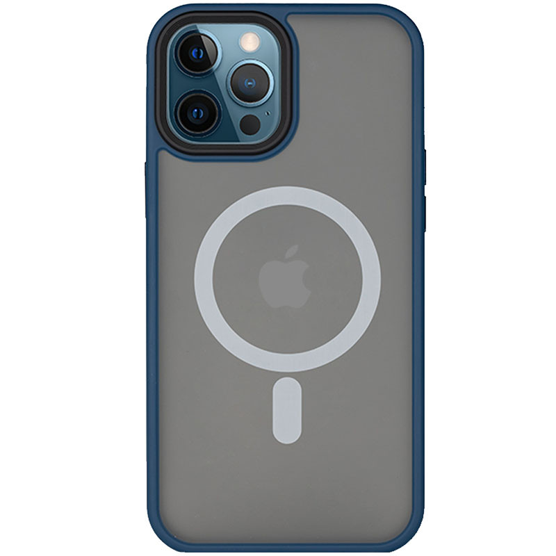 TPU+PC чехол Metal Buttons with Magnetic Safe для Apple iPhone 14 Pro (6.1") (Синий / Navy Blue)