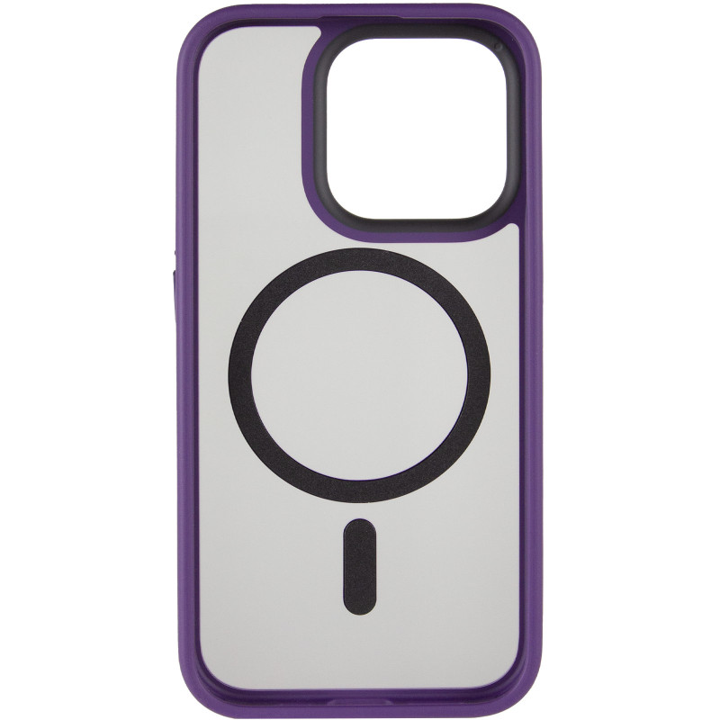 Фото TPU+PC чехол Metal Buttons with Magnetic Safe для Apple iPhone 14 Pro (6.1") (Темно-фиолетовый / Dark Purple) в магазине vchehle.ua